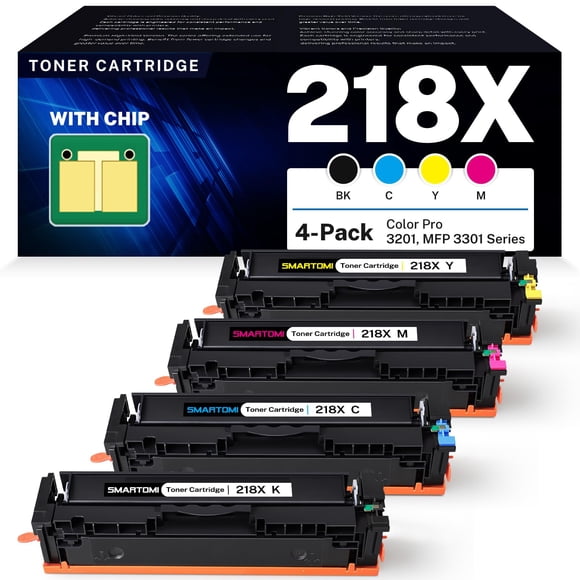 Cartuchos de tóner SMARTOMI 218X de alto rendimiento, paquete de 4 unidades para HP