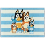 BBC Bluey Family Stripe Blue White Multi Polyester Easy-Care Printed ...