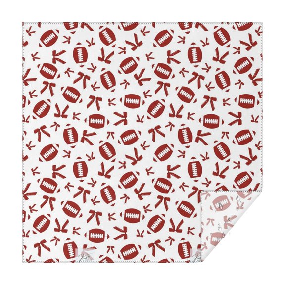 Football and Ribbon Shapes Pattern Square Tablecloth,Waterproof Square Table Cover,Wipeable Spillproof Washable Table Cover for Home Kitchen Party Decor 42"X42"(107x107cm)