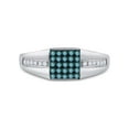 thumbnail image 2 of Diamond Princess 10kt White Gold Mens Round Blue Color Enhanced Diamond Square Cluster Ring 1/2 Cttw, 2 of 4