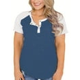 thumbnail image 2 of Vergoodr Women's Plus Size Tops Raglan Henley Shirts Buttons Up Tunics Color Block Tee, 2 of 4