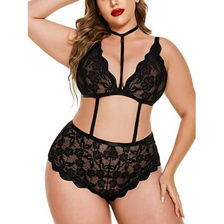 

DYMADE Women s Sexy Sheer Lace One Piece Babydoll Bodysuit Lingerie Sets
