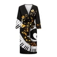 thumbnail image 3 of Yuyamidu Music Note Womens Robes Piano V-Neck Bathrobe Trendy Long Sleeve Gowns for Women Comfy Sleepwear Dress Casual Housecoat Sexy Pajama Nightgowns Size L, 3 of 7