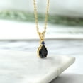 thumbnail image 4 of Gem Stone King 18K Yellow Gold Plated Silver Black Onyx and Blue Created Sapphire Pendant Necklace for Women (1.33 Cttw, Gemstone December Birthstone, Pear Shape 9X6MM, with 18 inch Chain), 4 of 4