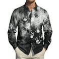 thumbnail image 5 of Domuza Button Down Shirt Men Long Sleeve Halloween Horror Funny Print Relaxed Fit T-Shirt Lightweight Casual Lapel Dress Shirts for Halloween Party Dark Gray XL, 5 of 7