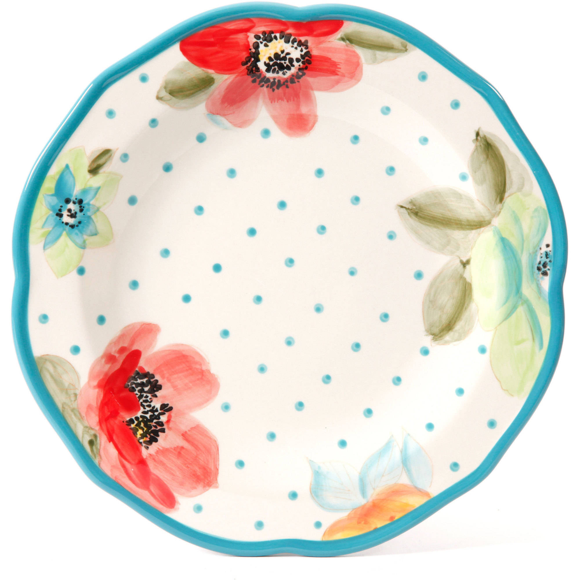 The Pioneer Woman Vintage Bloom 12-Piece Dinnerware Set, Turquoise - image 2 of 5