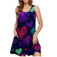 thumbnail image 5 of Viikei Womens Summer Dresses,Plus Size Summer Maxi Dress for Women,Valentine's Day Women Casual Plus-size Sleeveless Crew Neck Print Short Dress Black XL, 5 of 5