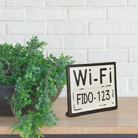 Better Homes & Gardens 9” x 1.5” x 7” Tabletop Wifi Password Sign, Black