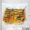 thumbnail image 1 of Retro Tapestry, Faded Historic Photo Italian Town with Old Traditional Buildings Retro, Fabric Wall Hanging Decor for Bedroom Living Room Dorm, 5 Sizes, Orange White, by Ambesonne, 1 of 1