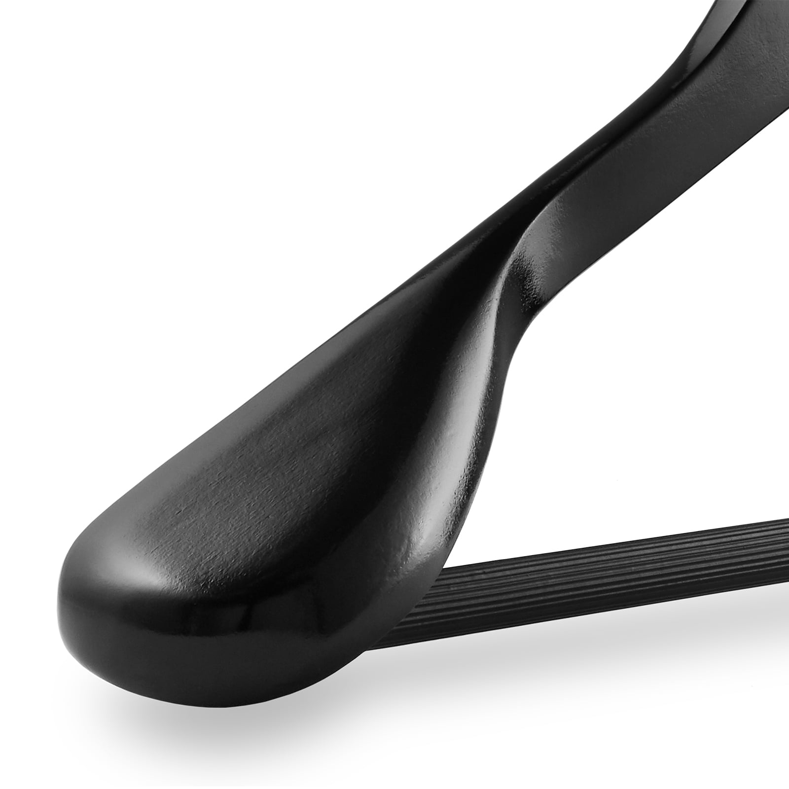 Casafield 6 Wide Shoulder Wooden Suit Hangers, Black - Non-Slip Pant Bar & Swivel Hook