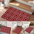 thumbnail image 5 of 2x3 Ft Entryway Area Rug, Red Boho Kitchen Rug Runner Washable Floor Mat, Vintage Country Ethnic Abstract Flowers Art Non Slip Indoor Door Mat Throw Carpet for Bathroom Living Room Bedroom, 5 of 8
