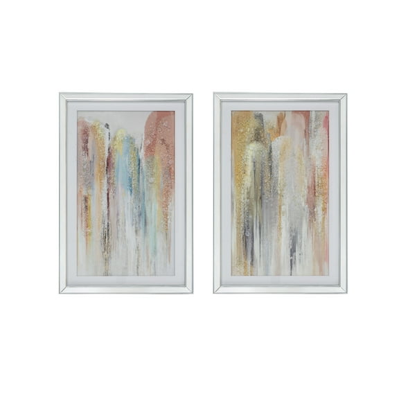 A&B Home Jennings Crystal Mirror Framed Wall Art - Set of 2 - 23.5" x 35.5" - Multicolor