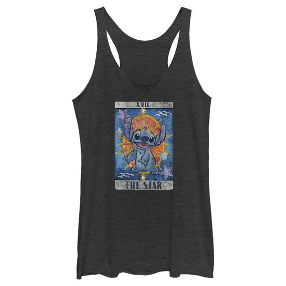 Women's Lilo & Stitch Star Tarot Card Racerback Tank Top Black Heather X Small