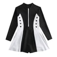 thumbnail image 7 of MKOSPLRT Girls One Piece Long Sleeve Swim Dress Rash Guard Bathing Suit Color Block Skirted Zip Front Swimwear for Sporty 5-12Y, 7 of 7