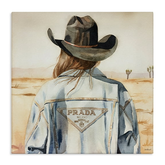 Stupell Industries Glam Desert Cowgirl People Painting Wrapped Canvas Art Print Wall Art, 17 x 17