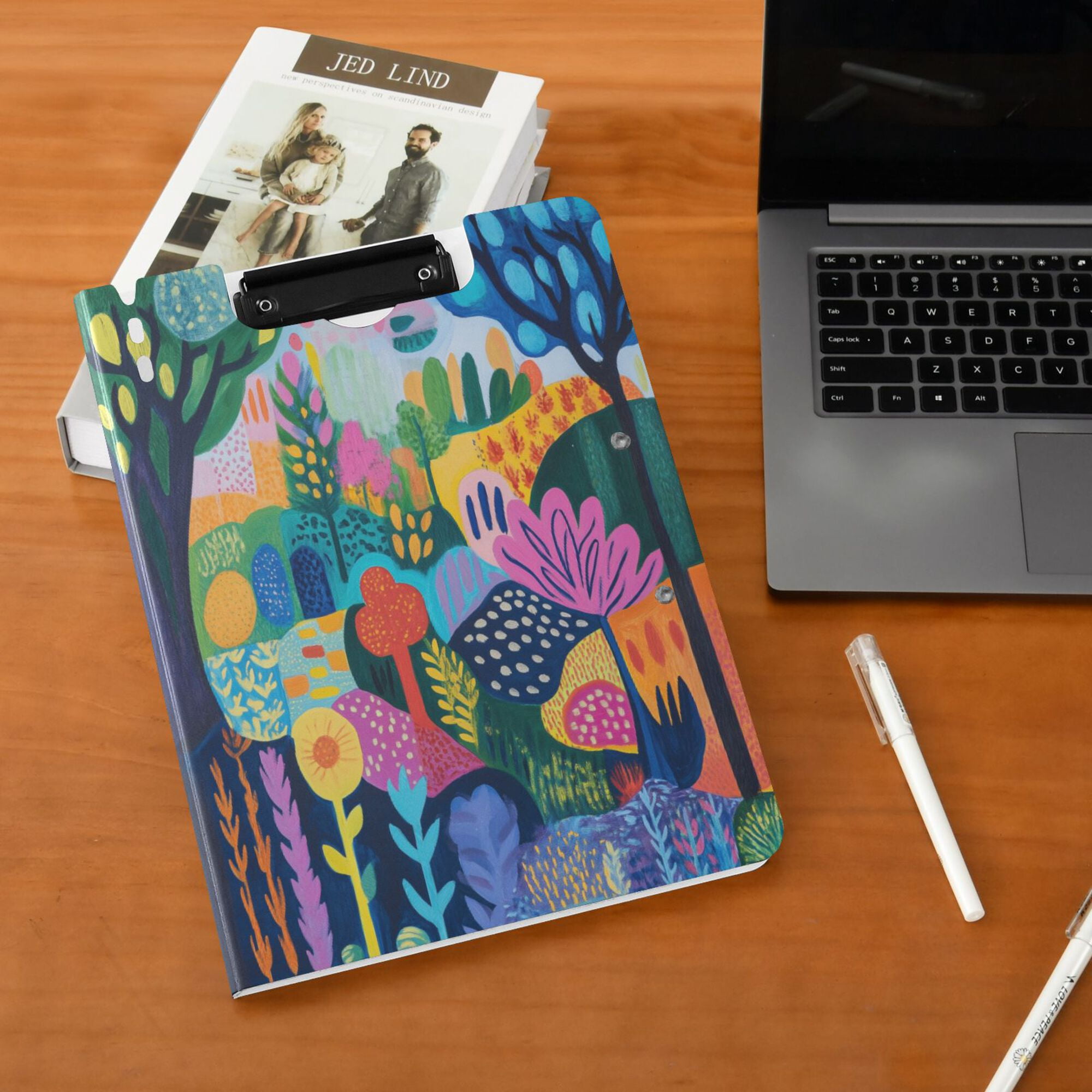 FORMRS A4 Clipboard Folder with Pen Holder Horizontal Foldable School Office Binder, Art Plants