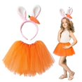 thumbnail image 1 of Girls Easter Bunny Costume Easter Cute Rabbit Ears Carrot Headband Ballet Skirt Kids Cosplay Accessories Set, 1 of 4