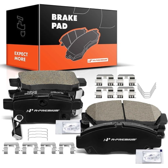 A-Premium Front & Rear Ceramic Disc Brake Pads Set Compatible with Select Honda and Acura Models - Accord 2008-2012 TSX 2009-2014 with Hardware 8 Pcs