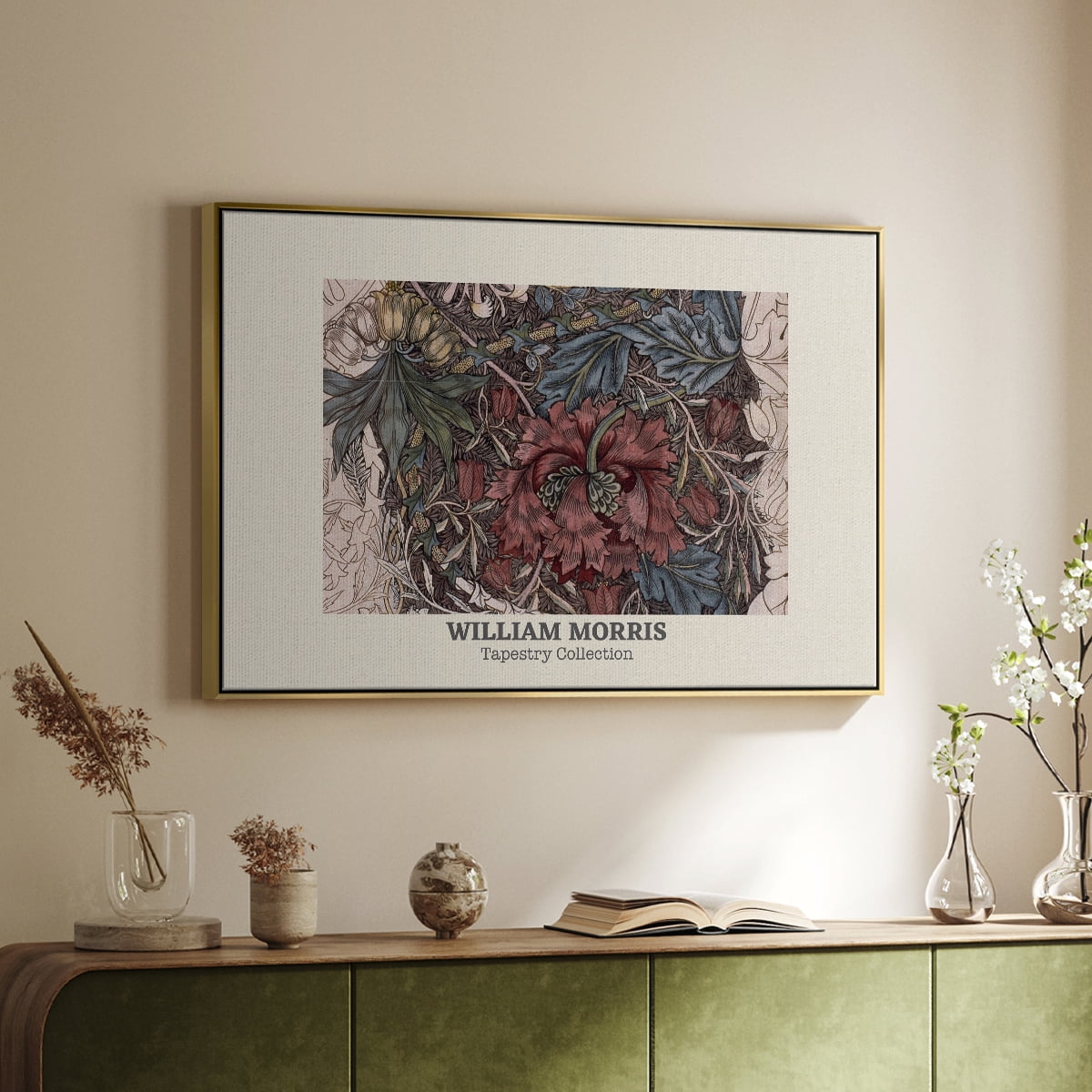 Vintage Abstract Print-XL Framed in Gold Wood Gallery Wrapped Canvas 17 in. x 25 in.