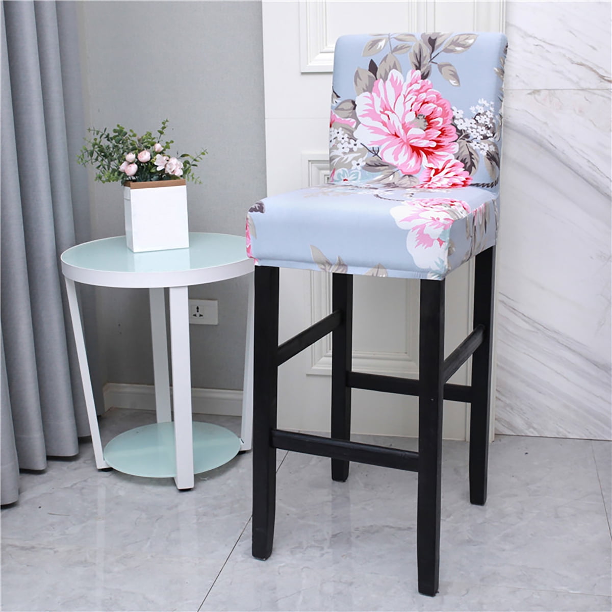 Polyester Dining Chair Covers Elastic Bar Counter Side Stool Slipcovers 