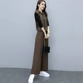 thumbnail image 6 of 3 Pcs/Set Women Vest Top Pants Set Hooded Drawstring Sleeveless Hoodie Long Sleeve O Neck Top Elastic Waist Wide Leg Pants Set Casual Commuting Daily Outfit, 6 of 8