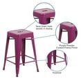 thumbnail image 6 of BizChair Commercial Grade Square Stacking Backless Indoor-Outdoor Counter Height Stool, Purple, 6 of 10