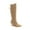Beige, variant on Women's Knee High Riding Boots Slip On Motorcycle Boots Square Toe Chunky Heel Fashion Buckles Biker Boots Black 4.5