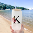 thumbnail image 2 of Regalos personalizados para mujeres, vaso de vidrio esmerilado con monograma, pajita y tapa, linda taza personalizada, vasos de café helado con iniciales personalizadas, taza personalizable,, 2 of 7