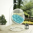 thumbnail image 6 of Modway Hide Steel Rattan Outdoor Patio Swing Chair with Stand in White/Turquoise, 6 of 8