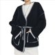 thumbnail image 1 of Cárdigan de Otoño-Invierno para Mujer, Moderno, Cálido, de Medio, con Colores Contrastantes, Informal, Talla Grande. Negro M, 1 of 10