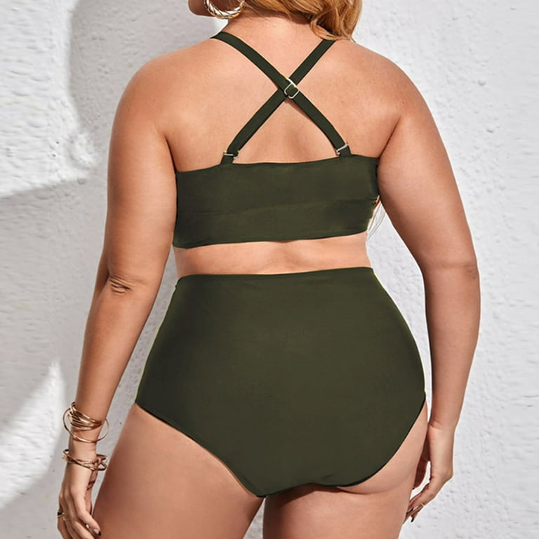 HAPIMO Women's Bikini Swimsuit Plus Size Swimwear Sets Solid Color  Beachwear Cutout Cross Straps Backless Bathing Suit Summer Seaside Clothes  for