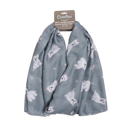 Westie Dog Lover Scarf - All-year-round scarf- Lightweight material, 67"