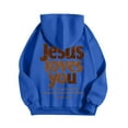 thumbnail image 4 of idosla Jesus Loves You Hoodie Christian Faith Religious God Tops Man Woman Pullover Sweatshirt Longsleeve (Blue, XXL), 4 of 6