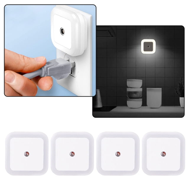 Relocy Clearance Night Light, 4 Pack Plug in LED Night Light Lamp with Smart Dusk to Dawn Sensor Auto Night Lite for ry Kids Room Bathroom Kitchen Hallway Stairways White