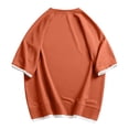 thumbnail image 4 of VSSSJ Men's T-Shirts Waffle Short Sleeve Round Neck Shirts Loose Fit Lightweight Summer Color Block Casual Fashion Basic Tee Tops Orange XXL, 4 of 8