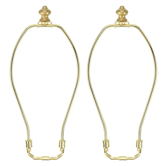 9.5 Inch Lamp Harp Kit with 1 Inch Height Solid Brass Finial, 2 Set Heavy Duty Bracket with Standard Saddle & Finial Detachable Shade Holder for Table Floor Lamps, Gold
