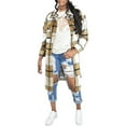 thumbnail image 2 of Seyurigaoka Women’s Juniors Fashion Shacket Plaid Lapel Long Sleeve Button Long Coat with Pocket, 2 of 9