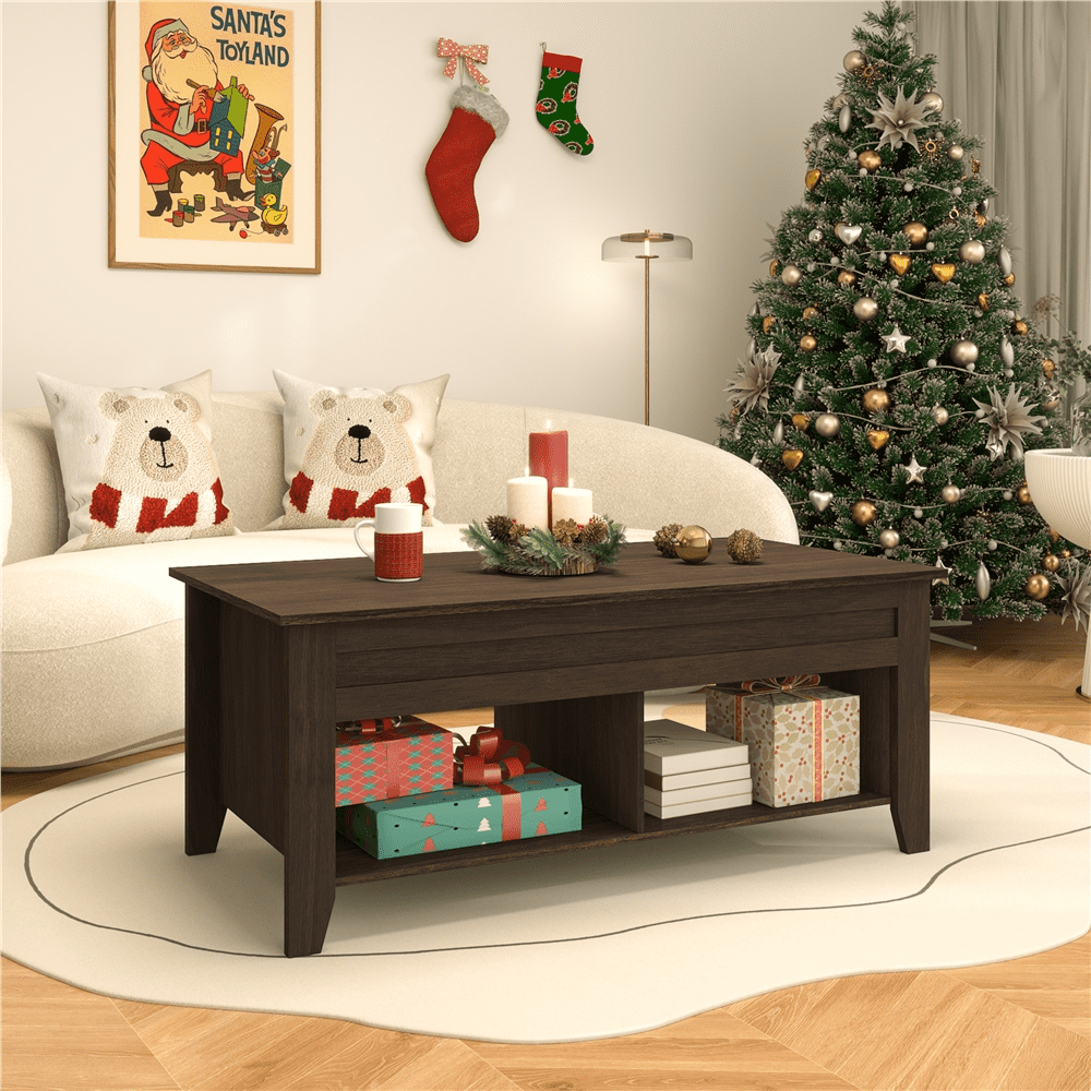 Alden Design 39.5 in Lift Top Coffee Table with 2 Storage Compartments for Living room, Espresso