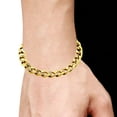 thumbnail image 2 of Arista Cubic Zirconia Diamonds Curb Link Chain Men's Bracelet in Gold Plated Stainless Steel, 8.5", 2 of 3