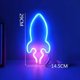 thumbnail image 2 of Letrero de luz de neón Yashi con forma de cohete luz LED azul y rosa USB y 3 pilas AA, 2 of 5