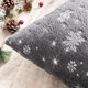 thumbnail image 4 of Juego de 2 fundas de almohada decorativas navideñas, fundas de almohada de piel sintética suave con copo de nieve plateado de 20 x 20 pulgadas, gris, 4 of 5
