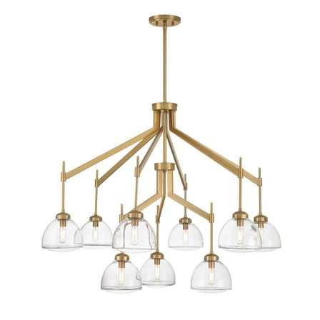 Warm Brass Nine Light Chandelier from the Corbin Collection