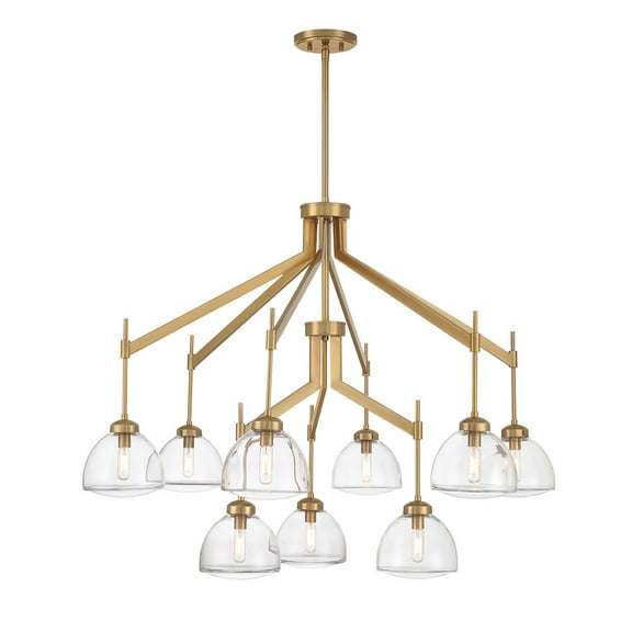 Warm Brass Nine Light Chandelier from the Corbin Collection