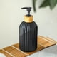 thumbnail image 5 of Juego de dispensadores de jabón de vidrio Black Clear | Bomba de jabón de manos de baño con grano vertical | Botella de lavavajillas de cocina de 14oz | Recargable antideslizante con textura, 5 of 7