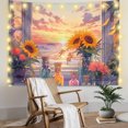 thumbnail image 1 of Tapiz para colgar en la pared con forma de girasol y vistas a la ventana con luces LED, 150 x 130 cm, 1 of 1