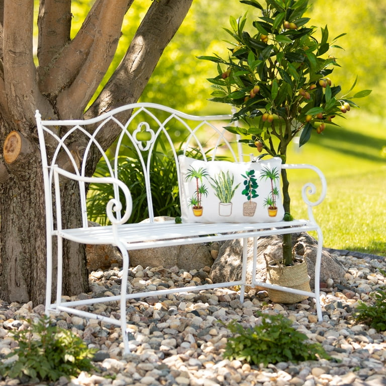 Sullivans Crisp White Metal Garden Bench 36 H White Walmart