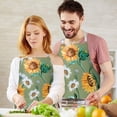 thumbnail image 3 of Green White Daisy Sunflower Pattern Apron-Garden Aprons for Women with Pockets-Cotton Linen Waterproof Kitchen Cooking Gardening Aprons Adjustable for Kitchen,Cooking,BBQ and Salon 33x27 Inch, 3 of 7