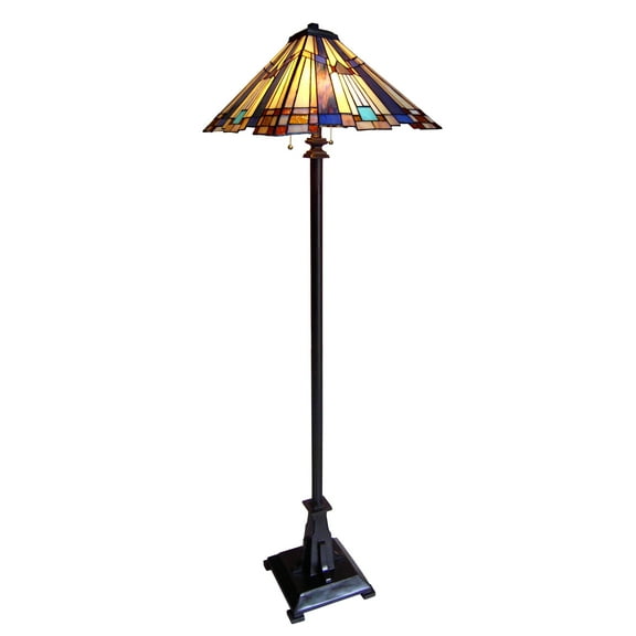 RADIANCE Goods Tiffany-Style 2 Light Mission Floor Lamp 16" Shade