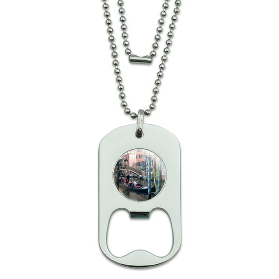 Venice Italy Gondolas Canals Romantic Military Dog Tag Bottle Opener Pendant