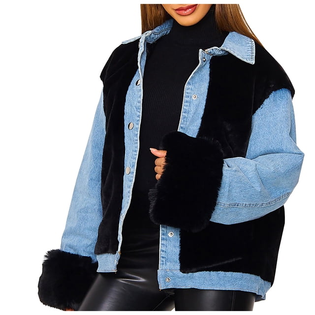CEHVOM Mode Femmes Cardigan Décontracté en Peluche Patchwork Veste Manteau Liquidation